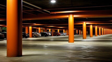 Naklejka premium Desolate view of an empty parking lot with no cars parked, creating a deserted scene