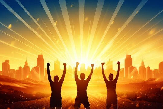 Runners racing to finish line, symbolizing success and achievement in a competitive race