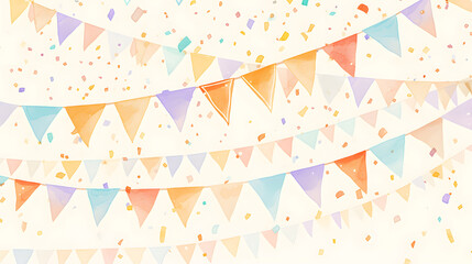 Minimalist Cute Pennant Design Watercolor Pastel wallpaper and background, paper craft. card making.