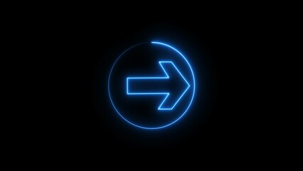 Abstract beautiful blue neon arrow icon illustration background 4k.	