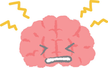 頭痛のイメージ 手書き風 脳のキャラクター