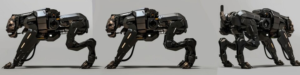 Fototapeta premium Abstract Military Combat Robot Dog Concept: Futuristic Vector Illustration Blending Technology and Tactical Strategy for Modern Defense.