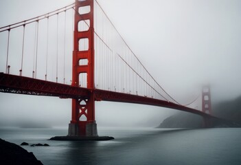 Obraz premium bridge moody majestic gate golden atmosphere architecture landmark frisco california city landscape skyline overcast cloud