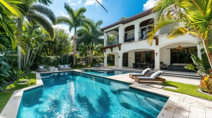 Lavish villa's backyard oasis complete with a pool and sundeck