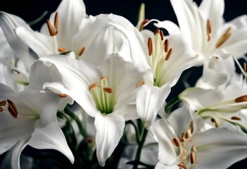 Obraz premium of background fragment lily bunch lilies blossom blooming birthday olated flower white bouquet beautiful