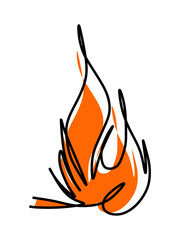  Illustration of a fire with a black outline and orange splash.