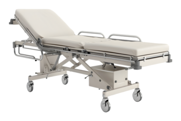 Hospital bed in hospital on transparent background
