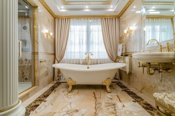 Luxurious Bathroom with Golden Accents
