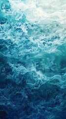 Obraz premium Cool ombre background with grainy noise texture blending from turquoise to seafoam green creating a tranquil beachy vibe
