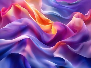 Obraz premium Modern 3D abstract digital background, smooth flowing shapes with vivid gradients, generous copy space, Generative AI, innovative and sleek, visually appealing