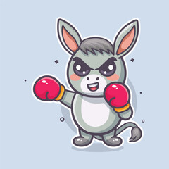 Fototapeta premium kawaii donkey animal character mascot playing boxing sport isolated cartoon