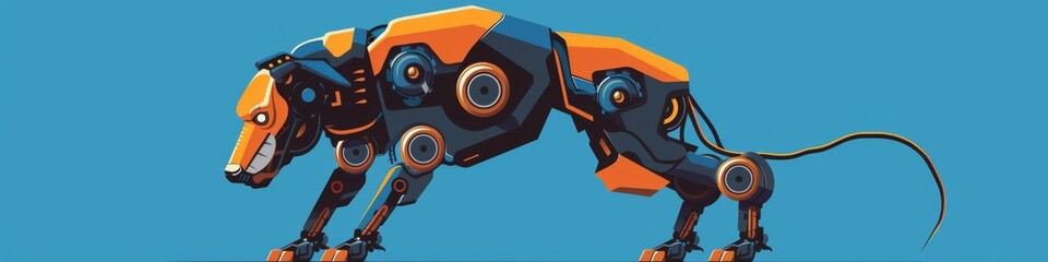 Futuristic Robotic Dog Illustration: Advanced AI Pet Concept for Modern Technology Enthusiasts. Perfect for Tech Blogs, AI Innovations, and Future Pet Trends