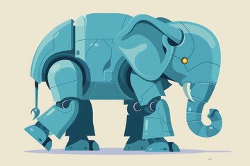 Obraz premium Mechanical Majesty: A Flat Vector Illustration of a Robotic Elephant, Fusing Technology with the Grace of Giants.