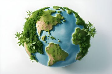 The globe earth in light background ,save forest for future concept ,genarative ai