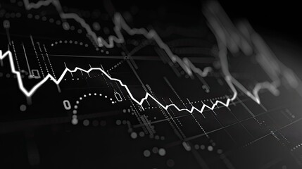 abstract business background with stock market or financial chart in black and white and simple lines