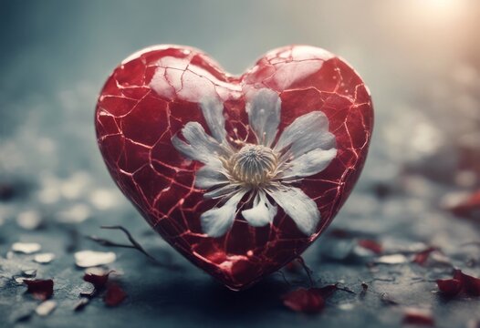 created broken flower artbreak cracked growing out technology art delicate beauty concept aling from heartache brokenhearted healing stone love daisy