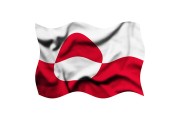 Waving the flag of Greenland on a transparent background. 3d rendering. Clipping Path Included