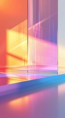Elegant 3D Rendered Transparent Gradient Glass Background: Perfect for Modern Design Projects, Tech Presentations, and Futuristic Concepts. Ideal for Creative Professionals and Digital Artists