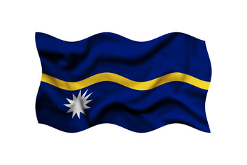 Fototapeta premium Waving the flag of Nauru on a transparent background. 3d rendering. Clipping Path Included