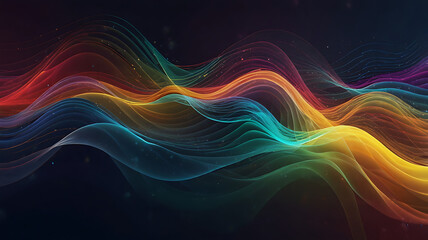 An abstract illustration of brain waves in a flowing, wave-like pattern. Use a mix of colors and shapes to represent different mental states and activities.


