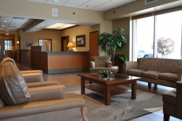 Fototapeta premium Modern Lobby Interior Design with Comfortable Seating