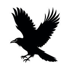 Fototapeta premium Flying Crow bird silhouette vector illustration perfect for logo design, art projects, and graphic design. Crow Birds Collection