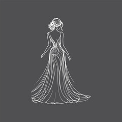 Fototapeta premium Continuous one line drawing of a wedding couple Vector illustration.
