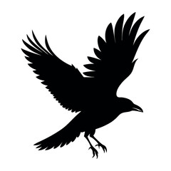 Flying Crow bird silhouette vector illustration perfect for logo design, art projects, and graphic design. Crow Birds Collection