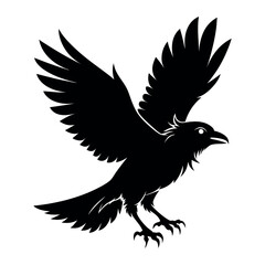 Flying Crow bird silhouette vector illustration perfect for logo design, art projects, and graphic design. Crow Birds Collection