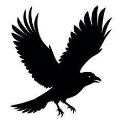 Flying Crow bird silhouette vector illustration perfect for logo design, art projects, and graphic design. Crow Birds Collection
