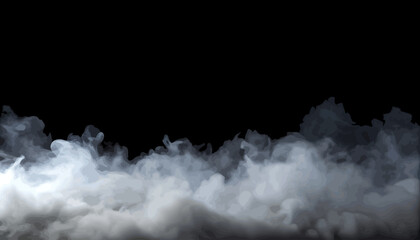 Realistic white fog or smoke on a black background. Vector illustration