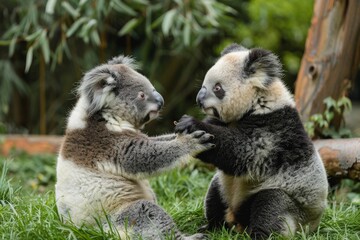 Koala and Panda Enjoying a Playful Encounter
