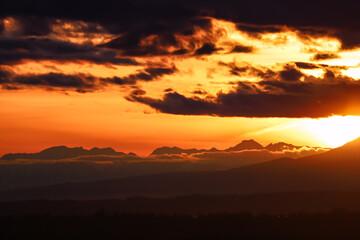 sunset in the mountains