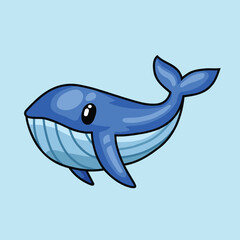 Fototapeta premium Blue Whale Vector Icon Summer Elements