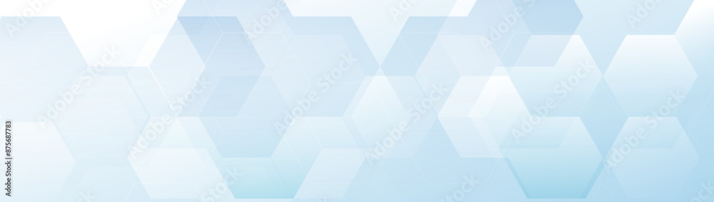 Poster Abstract hexagon background in blue and white color. Abstract Futuristic digital high-technology banner. Vector Illustration