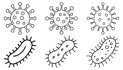 Virus, bacteria, superbug, icons set