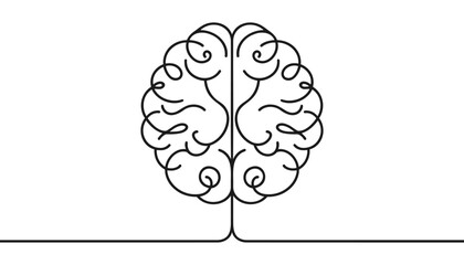 Continuous one line drawing of human brain. Hand drawn minimalism style. brain line art vector illustration