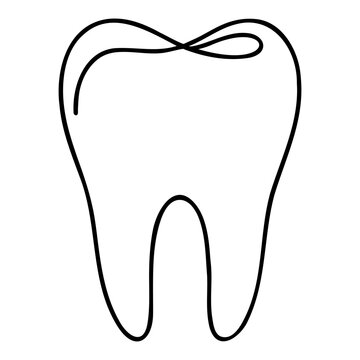 recommend clip art: Single continuous line art human tooth silhouette. concept design world oral health day one sketch outline drawing vector illustration