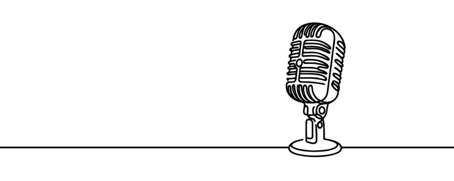 Continuous one line drawing of microphone. World radio day concept. Continuous line draw design graphic vector illustration.