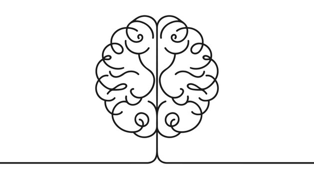 recommend clip art: Continuous one line drawing of human brain. Hand drawn minimalism style. brain line art vector illustration