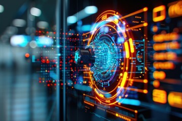 Documentary Photography style of a futuristic airport security system using holographic scanning technology to check passengers.