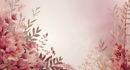 Fototapeta premium pink flowers background with copy space 