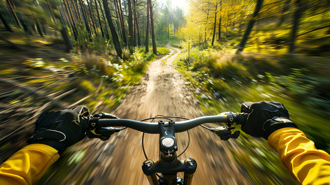 ciclismo de monta&ntilde;a usando su bicicleta de monta&ntilde;a por un sendero entre un paisaje al amanecer ciclista por el camino de terracer&iacute;a en las monta&ntilde;as