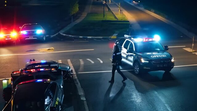 Aerial Nighttime Aerial Accident Traffic Stop Generative AI