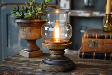 Rustic Tabletop Lamp with Vintage Aesthetic