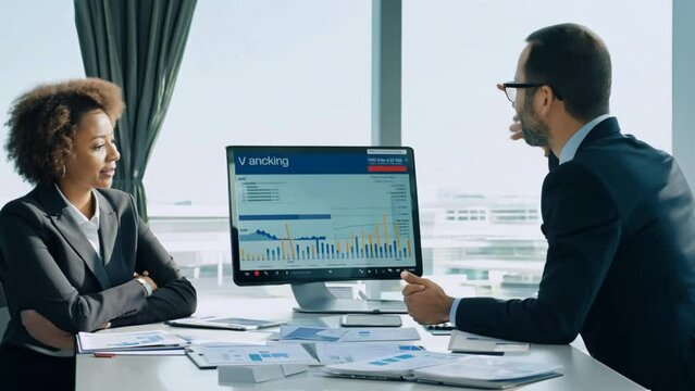 A banker assisting a customer at a local bank, highlighting the financial sector