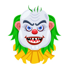 A flat style icon of scary clown 

