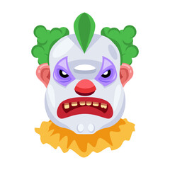 Cartoon style vector of evil circus face 

