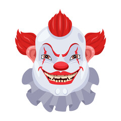 A flat icon of evil buffoon smiling 

