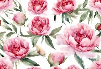 Fototapeta premium set vintage hand white olated spring drawn elements flora beautiful illustration background floral leaves flowers design summer watercolor peony treebranch garden flower